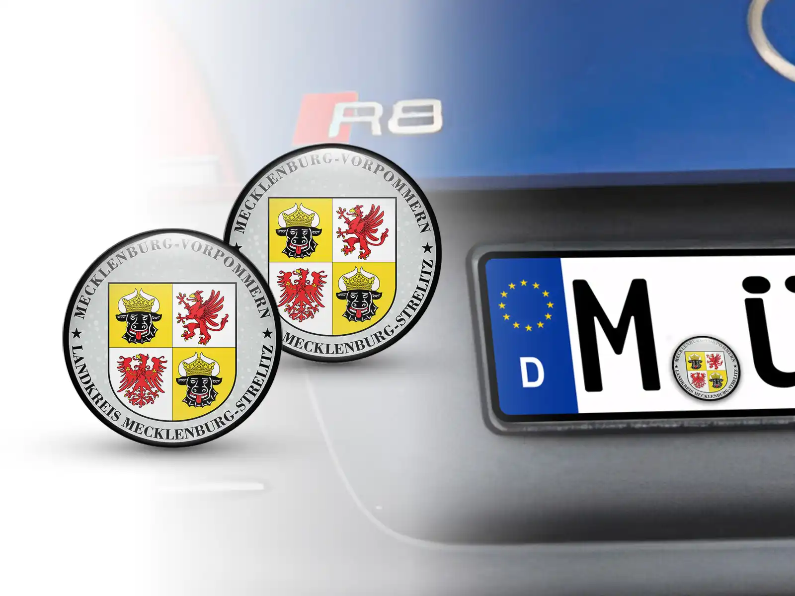 Klebemarke TÜV Landkreis Mecklenburg-Strelitz Nummernschild plakette